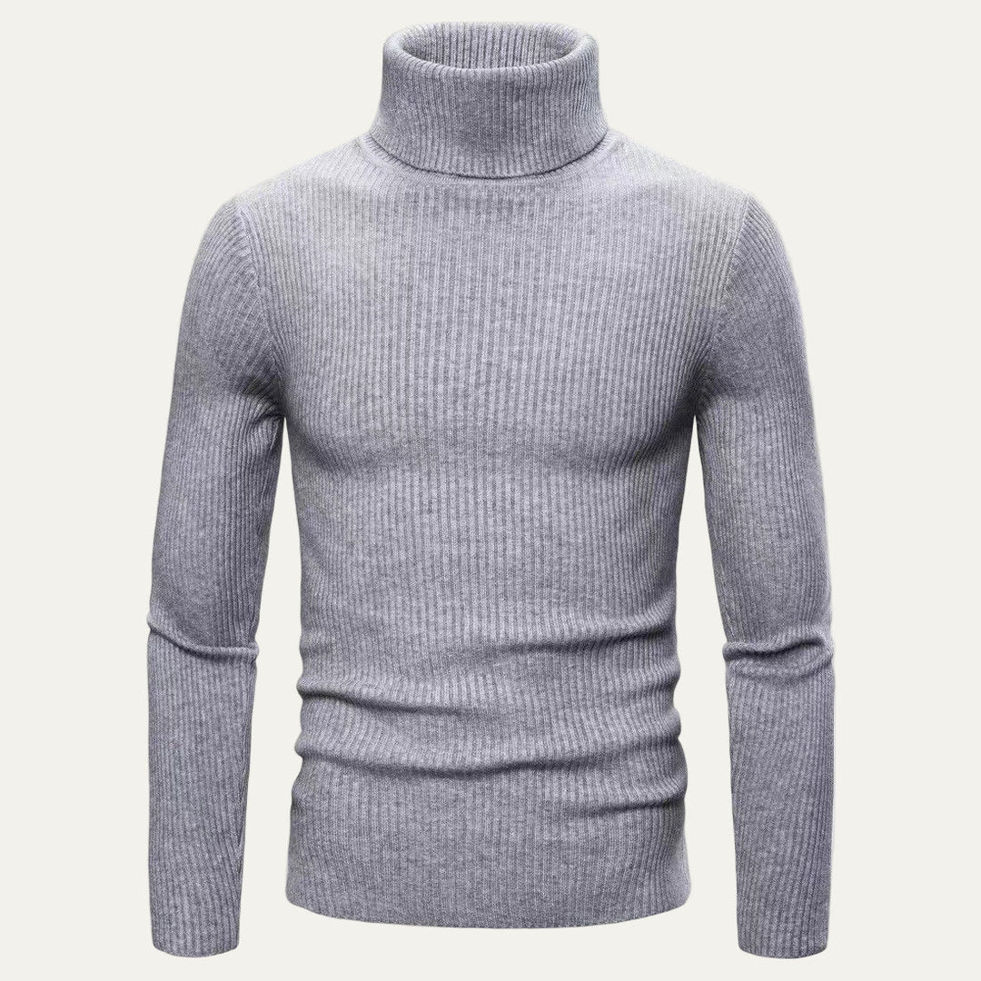 Mens Slim Fit Turtleneck Sweater Rib Knit