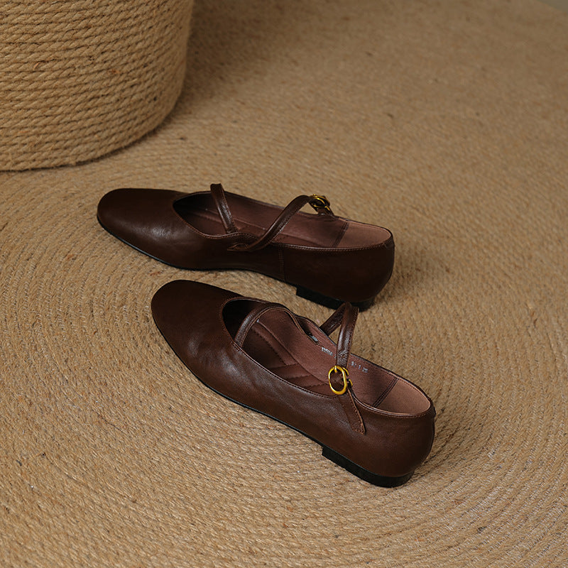 Womens Flats Genuine Leather Slip-On