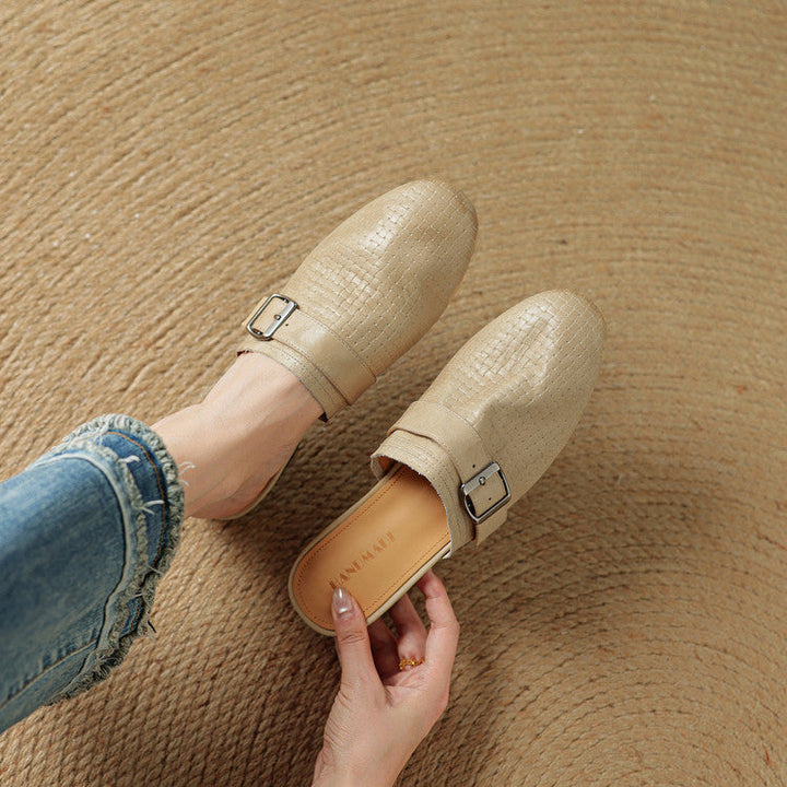 Womens Leather Mules Genuine Leather Slip-On