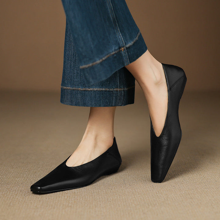 Womens Leather Flats Genuine Material