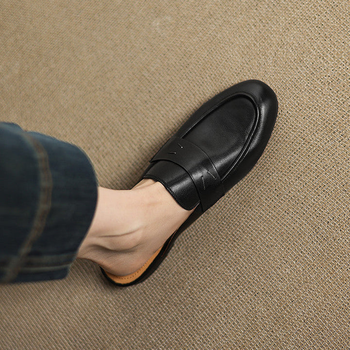 Womens Genuine Leather Mules Slip-On Comfortable