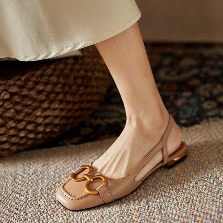 Womens Slingback Shoes Leather Strap Elegant Fit