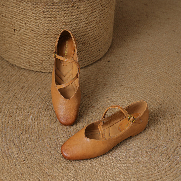 Womens Flats Genuine Leather Slip-On