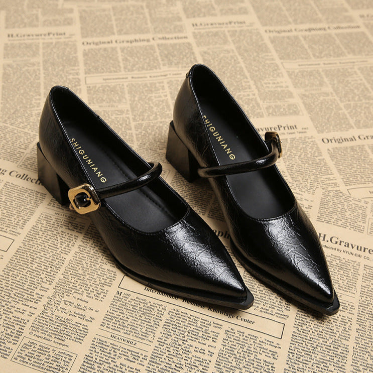 Womens Block Heel Shoes with Adjustable Strap
