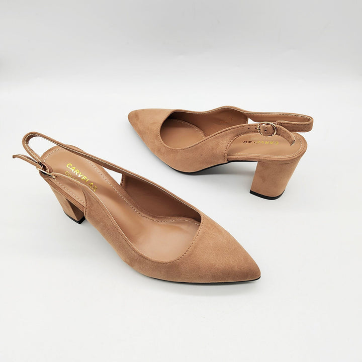 Womens Heeled Shoes Leather Pointed Toe
