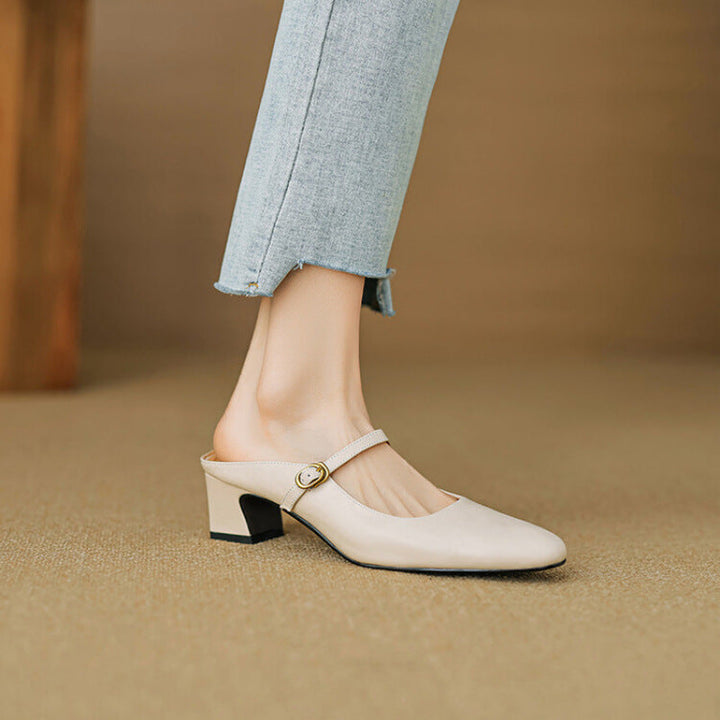 Womens Leather Mules Genuine Leather Slip-On