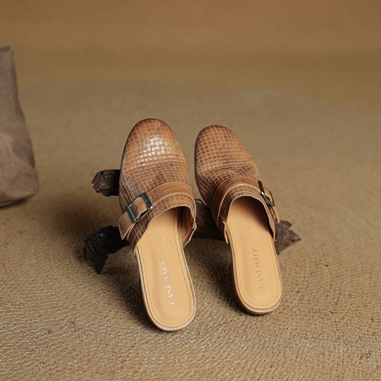 Womens Leather Mules Genuine Leather Slip-On