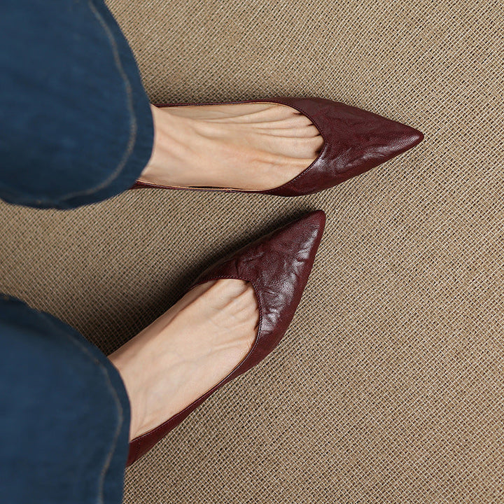 Womens Genuine Leather Heels Classic Fit