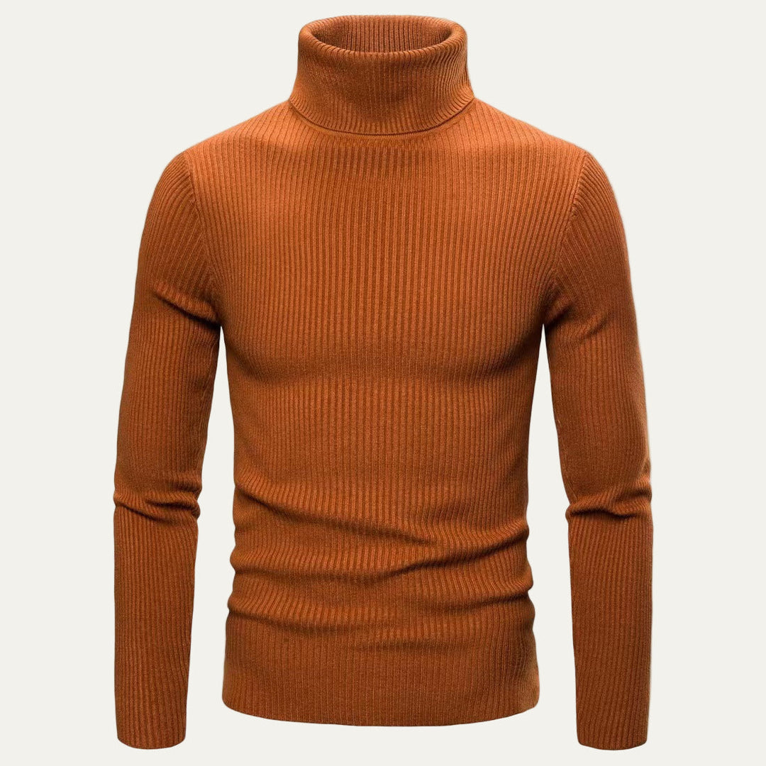 Mens Slim Fit Turtleneck Sweater Rib Knit