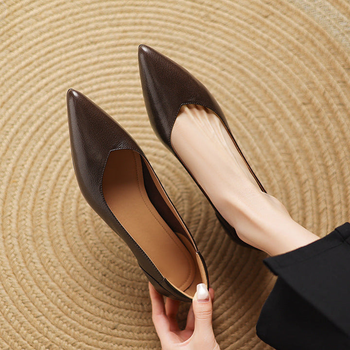 Womens Genuine Leather Heels Classic Fit