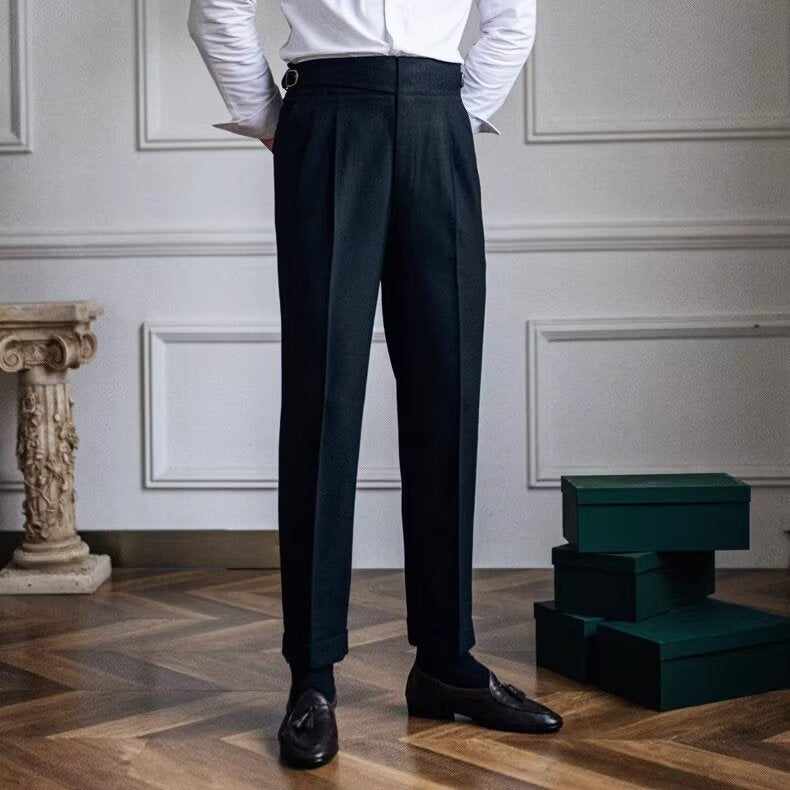 Mens Wool Pants Slim Fit High Waist - BritishMode