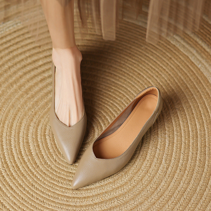 Womens Genuine Leather Heels Classic Fit