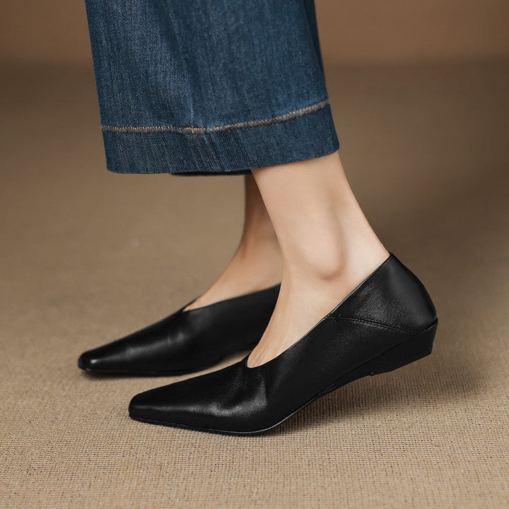 Womens Leather Flats Genuine Material