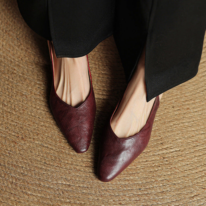 Womens Slingback Shoes Genuine Leather Classic Fit
