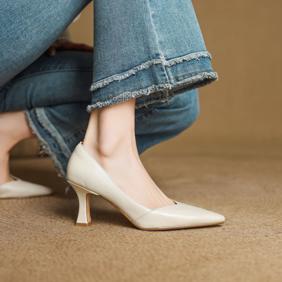 Womens Genuine Leather Heels Classic Fit