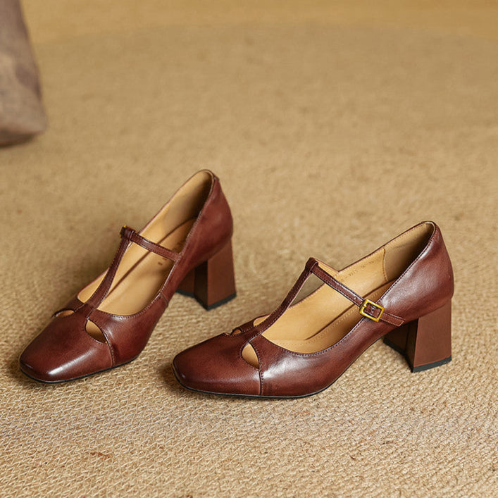 Womens Genuine Leather Heels Classic Fit