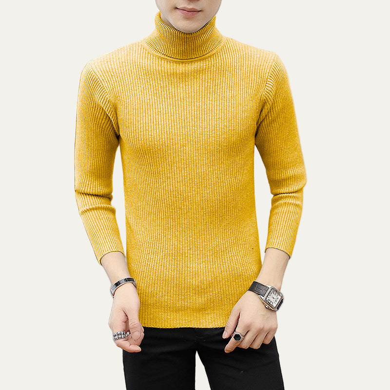 Mens Slim Fit Turtleneck Sweater Rib Knit