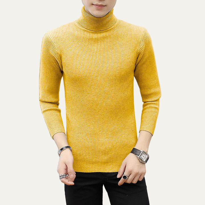 Mens Slim Fit Turtleneck Sweater Rib Knit