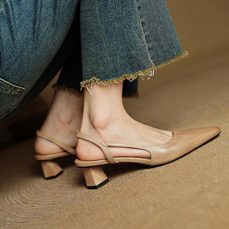 Womens Genuine Leather Heels Classic Fit