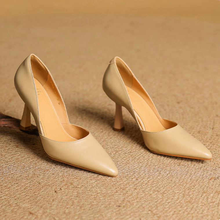 Womens Genuine Leather Heels Classic Fit