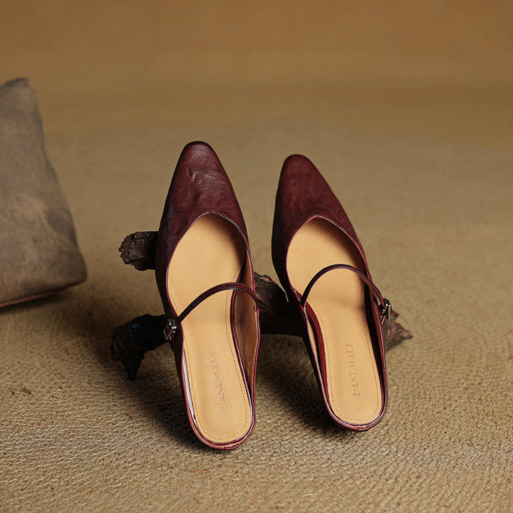 Womens Leather Mules Genuine Leather Slip-On