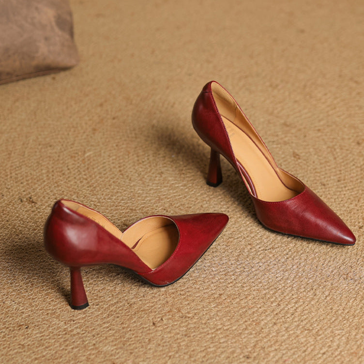 Womens Genuine Leather Heels Classic Fit