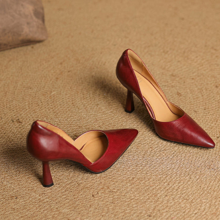 Womens Genuine Leather Heels Classic Fit