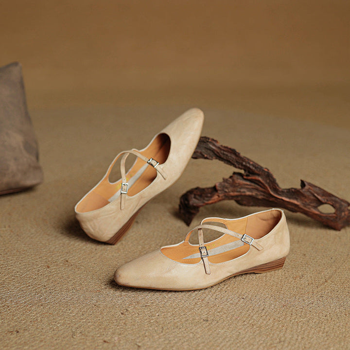 Womens Leather Flats Genuine Material
