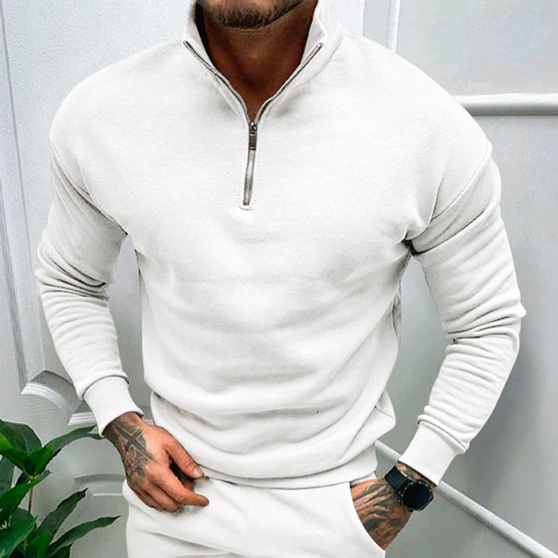 Unisex Zip-Up Sweatshirt with Stand-Up Collar