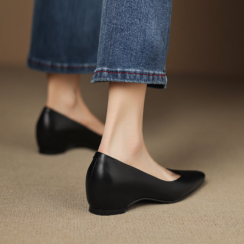 Womens Genuine Leather Flats Slip-On Style