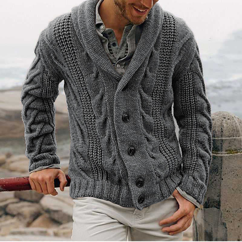 Womens Cardigan Structured Design Rolled-Up Collar