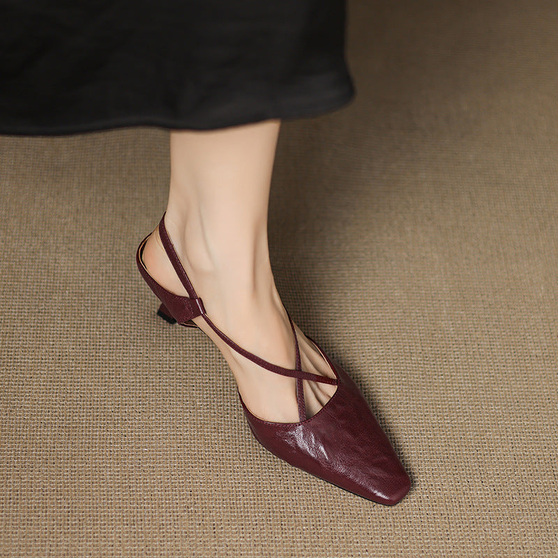 Womens Genuine Leather Heels Classic Fit