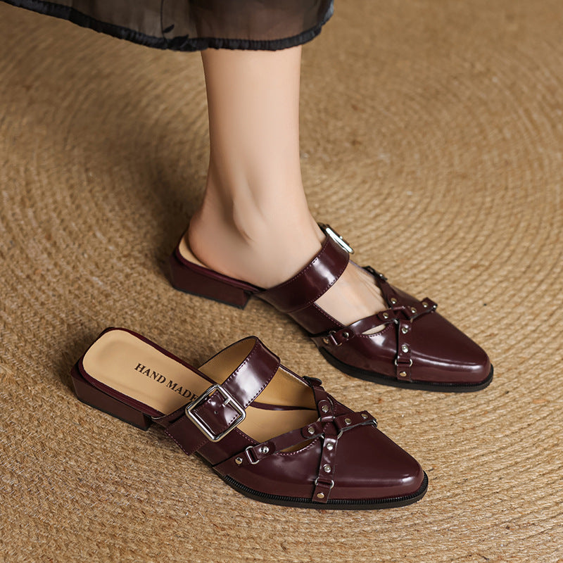 Womens Slingback Shoes Genuine Leather