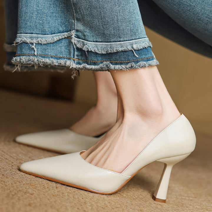 Womens Genuine Leather Heels Classic Fit