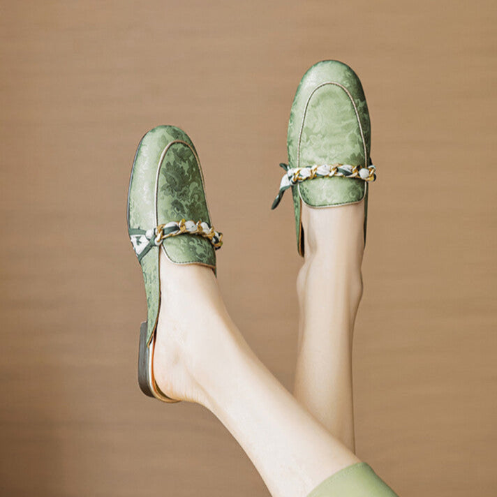 Womens Genuine Leather Mules Slip-On Style