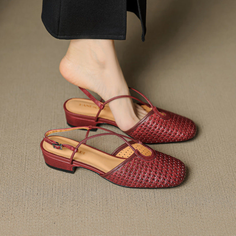 Womens Slingback Shoes Genuine Leather Classic Fit
