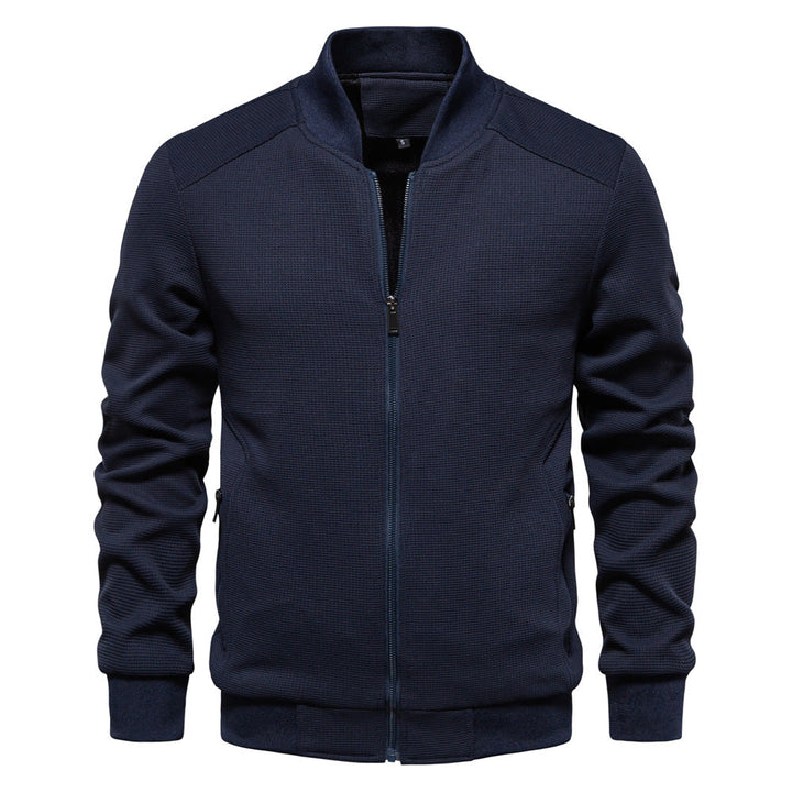 Mens Knit Jacket Textured Full Zipper