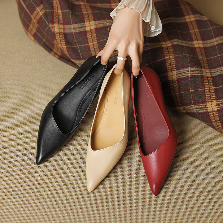 Womens Genuine Leather Heels Classic Fit