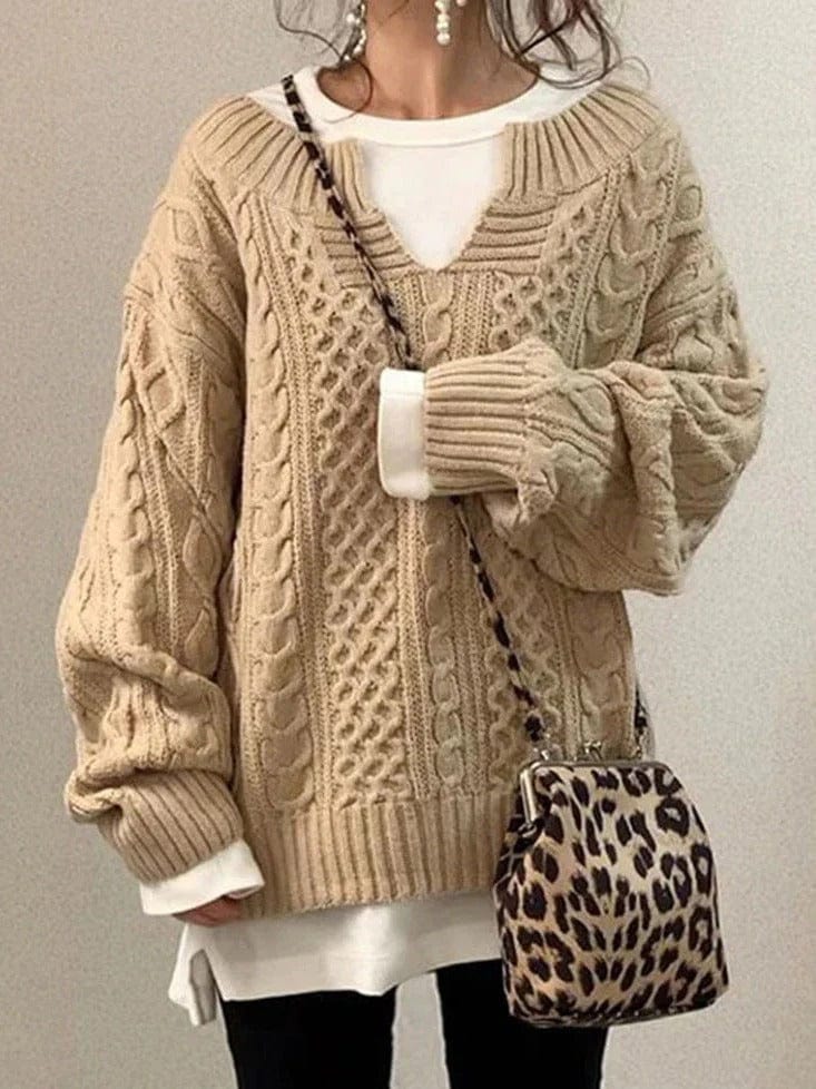 Womens Oversized Knit Sweater Cozy Fit - BritishMode