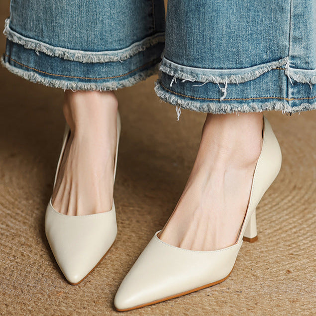 Womens Genuine Leather Heels Classic Fit