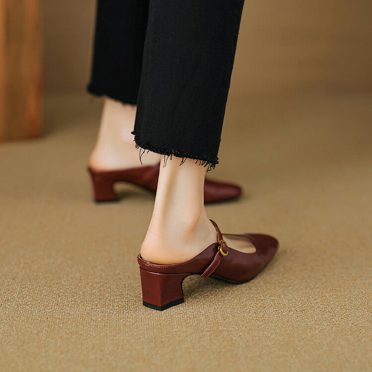 Womens Leather Mules Genuine Leather Slip-On