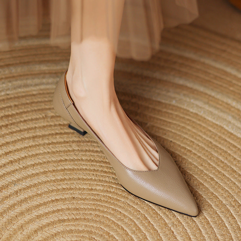 Womens Genuine Leather Heels Classic Fit