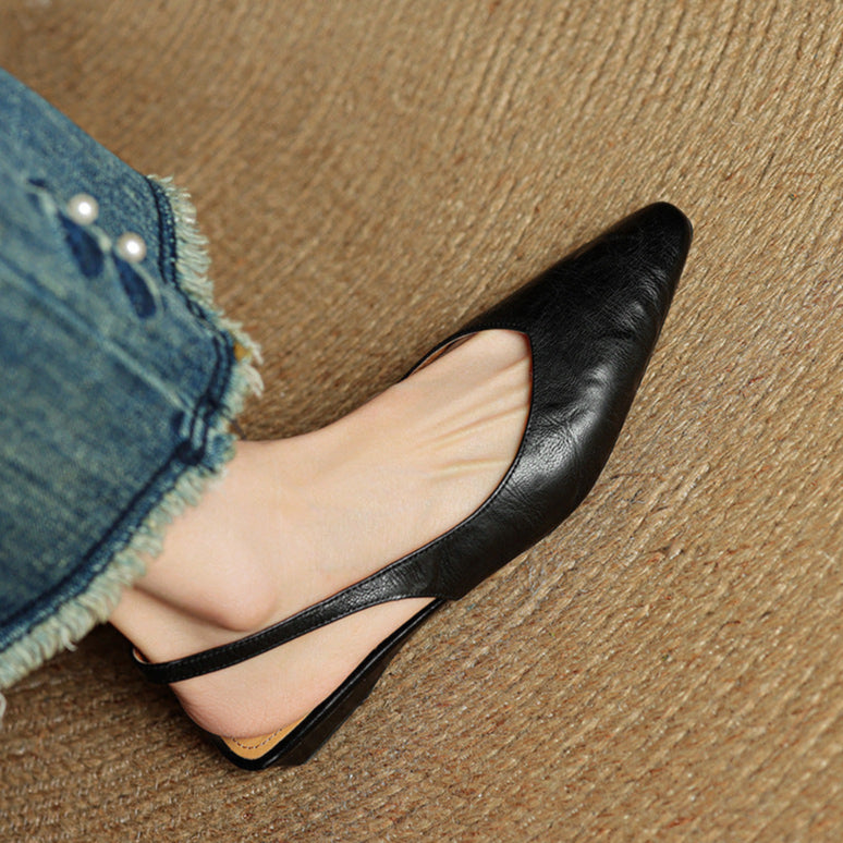 Womens Slingback Shoes Genuine Leather Classic Fit