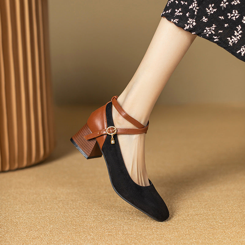 Womens Suede Heels Pointed Toe Classic Fit