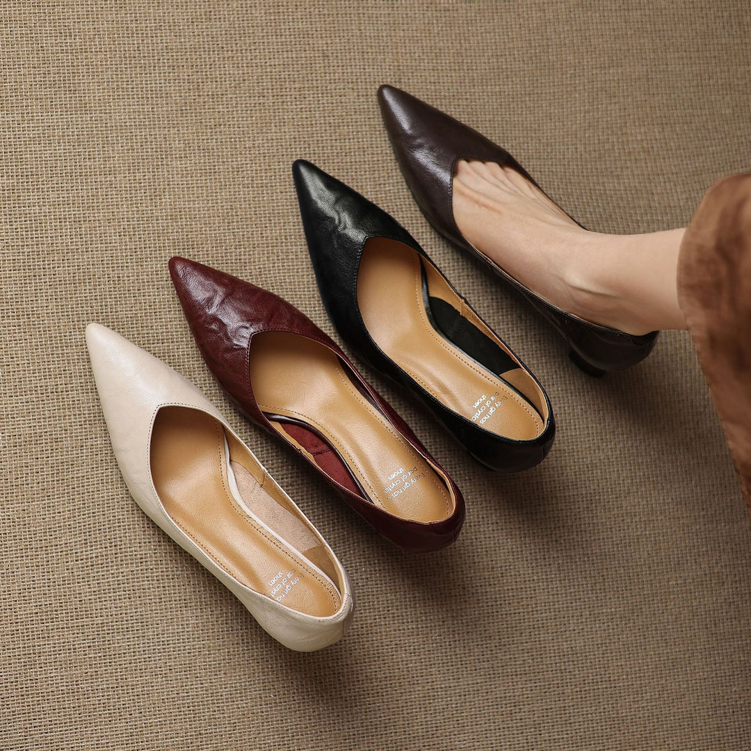 Womens Genuine Leather Heels Classic Fit