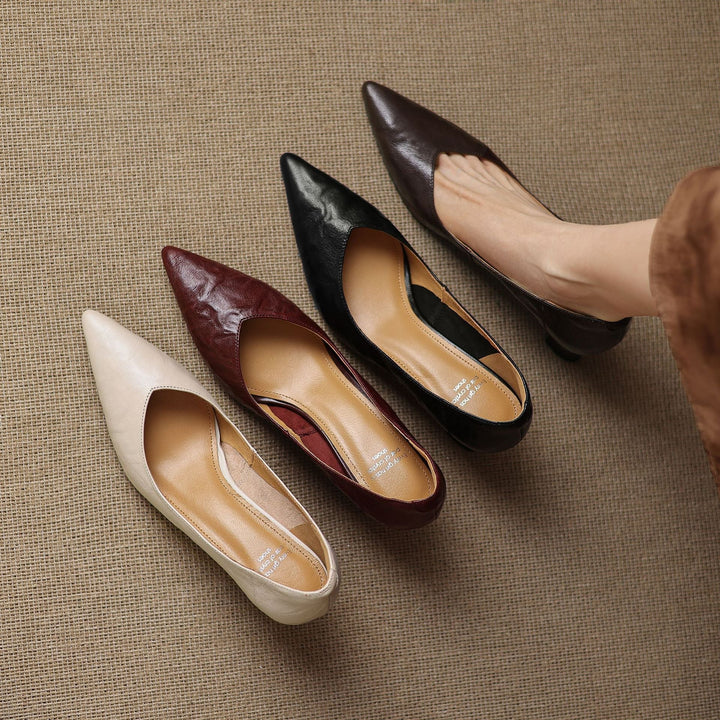 Womens Genuine Leather Heels Classic Fit