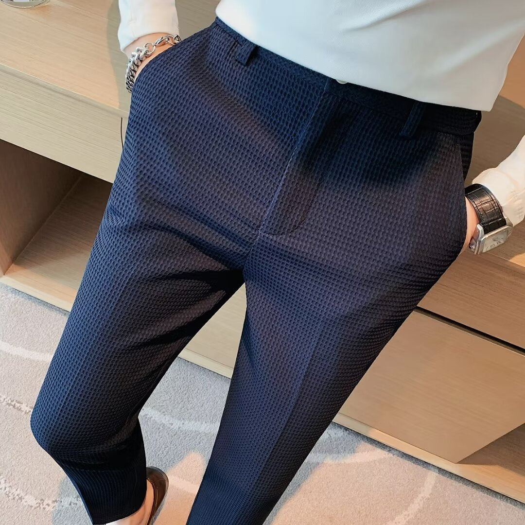 Mens Slim Fit Textured Trousers