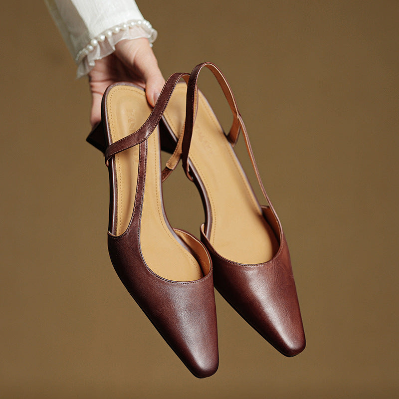 Womens Genuine Leather Heels Classic Fit