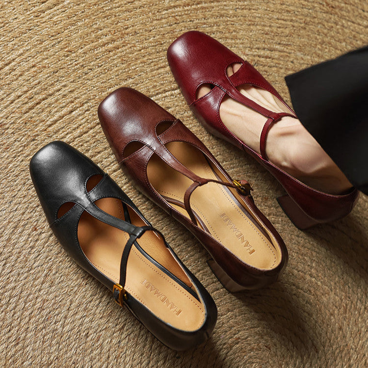 Womens Genuine Leather Heels Classic Fit
