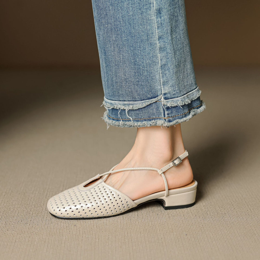 Womens Slingback Shoes Genuine Leather Classic Fit